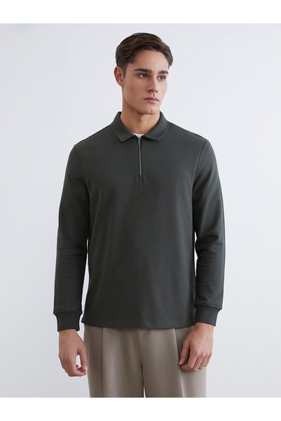 LC Waikiki Nevavm Difference in Price Southblue Khaki Combed Cotton Plain Sta...