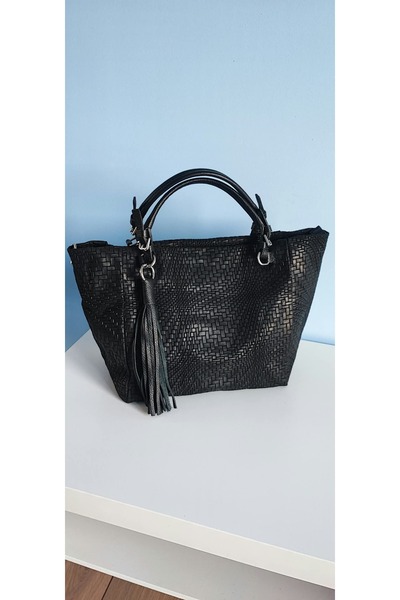 Miri Concept Geantă de damă din piele naturală împletită, Model TOTE/Shopper