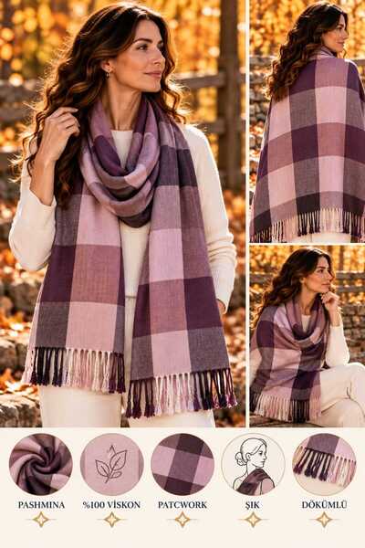 ByEnBi Patcwork 100% Viscose Pashmina Women's Shawl 70X185 cm