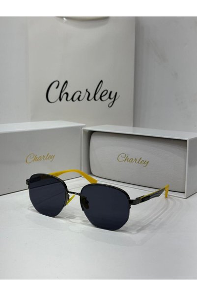 Generic Brand Charley Sunglasses with Black Frame, Dark Lenses and Yellow Tem...