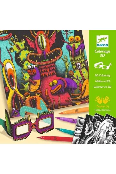 djeco Atelier de colorat 3D Monstruleti simpatici,