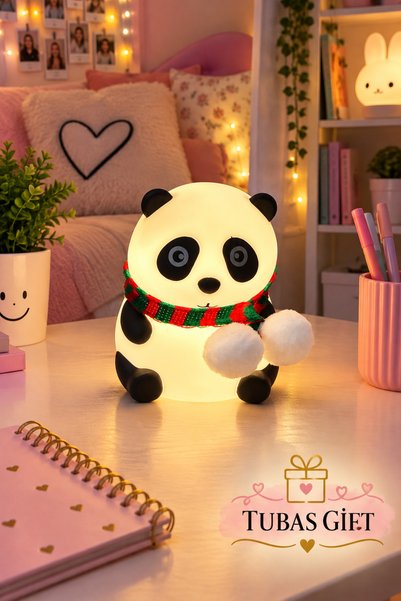 Genel Markalar Panda Gece Lambası LED Işıklı Sevimli Figürlü Dokunmatik Silik...