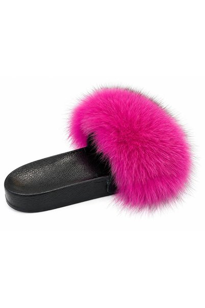 PAPUCUMUN DÜNYASI Women's Genuine Leather Luxury Real Fur Detailed Stylish Comfortable Slippers