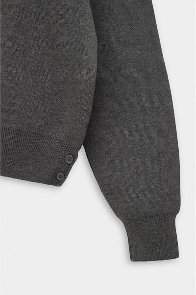 GIESTO Bisiklet Yaka Crop Fit Antrasit Triko Kazak