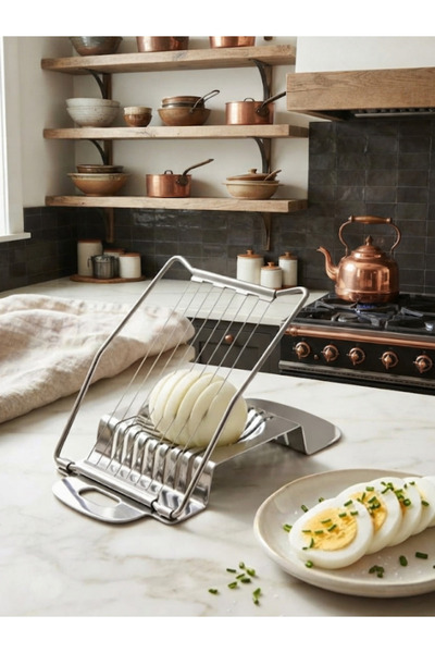 mucit home Haşlanmış Yumurta Kesme Tel Bıçağı Yumurta Dilimleyici Pratik Pasl...