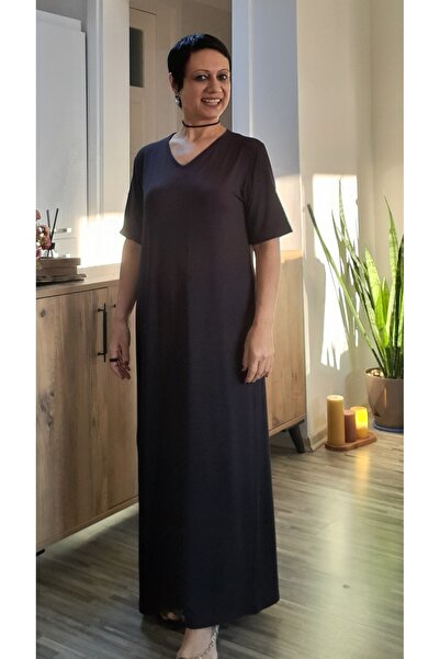 Mertcan Butik Plus Size Dress - Black - Long