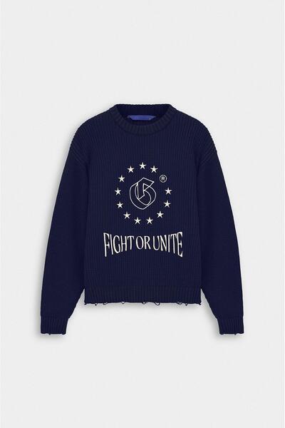 GIESTO Crop Fit Lacivert Triko Kazak
