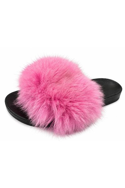 PAPUCUMUN DÜNYASI Women's Genuine Leather Luxury Real Fur Detailed Stylish Comfortable Slippers