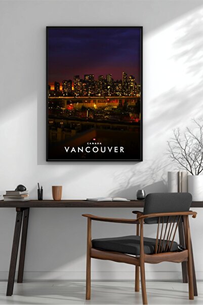KEYFHOME Vancouver Noapte Oraș Silueta Nr. 2 Încadrat MDF Tablou Poster Livin...