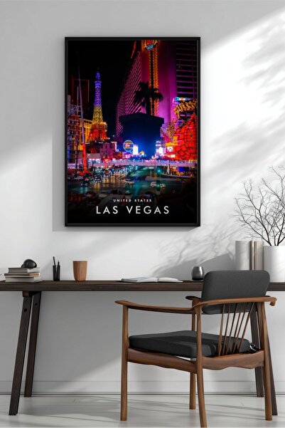 KEYFHOME Las Vegas Boulevard Noaptea Nr. 2 Tablou MDF înrămat Poster Living D...