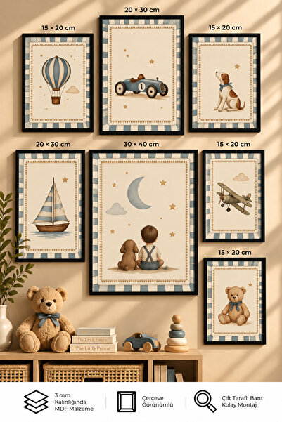 UNT Set de picturi moderne cu aspect de cadru, 7 piese |   Camera copiilor | ...