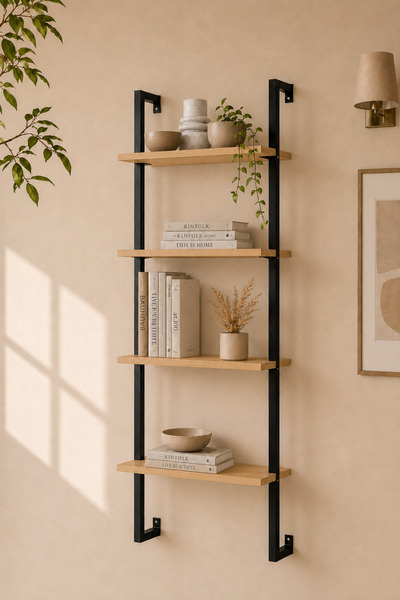 Genel Markalar 60x20 cm 4 Raflı Duvara Monte Metal Duvar Rafı, Çok Amaçlı Org...