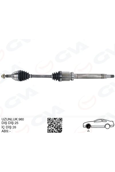 GVA Ön Aks Komple Sağ TRANSIT Connect 1.8 Tdci 2002-2014 1975-1990-110PS 960MM