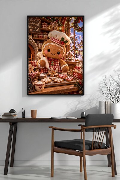 KEYFHOME Pluș Gingerbread Baker înrămat MDF Tablou Poster Cameră Copii Decor ...