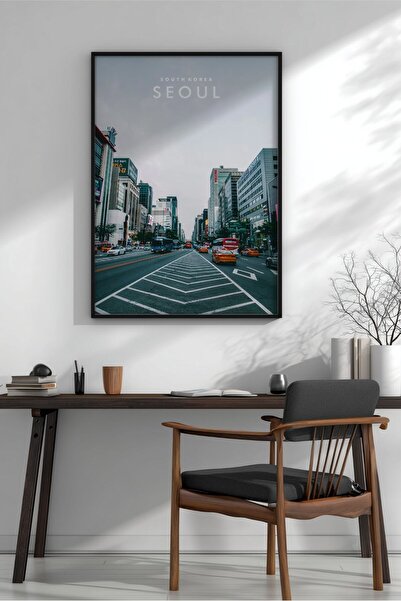 KEYFHOME Seul Road City Scenery Încadrat MDF Tablou Poster Living Wall Decor ...