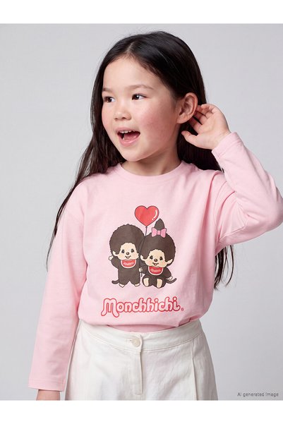 LC Waikiki Lcw Kids Pink Combed Cotton Printed Long Sleeve Girl's T-Shirt wit...