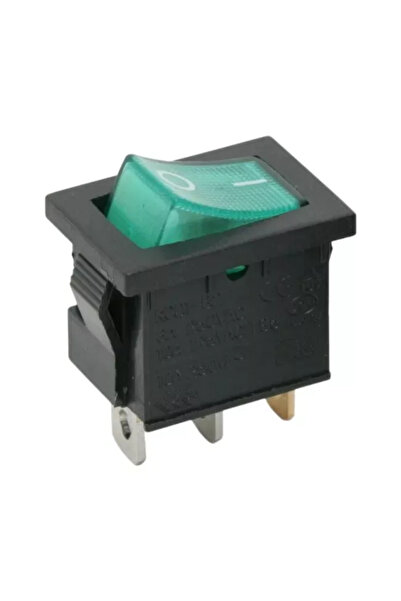 OEM Interupator basculant 1 circuit 3 pini 6.5A 250V OFF-ON verde cu retinere