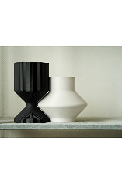 ELİSY 3D Printing Modern Decorative Double Vase Set - Minimalist Striped Flow...