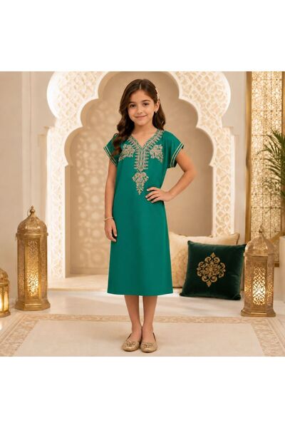 Sand & Sol Sahara Heritage Jobba Dress Green - Girls 8-9 years