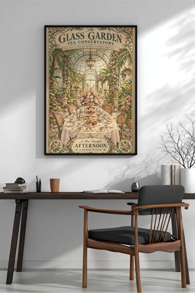 KEYFHOME Vintage Cam Iarnă Grădină Ceai Petrecere Înrămat MDF Tablou Poster S...