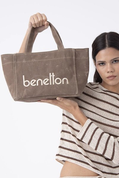 Benetton Geantă de mână din pânză BNT1102-COFFEE