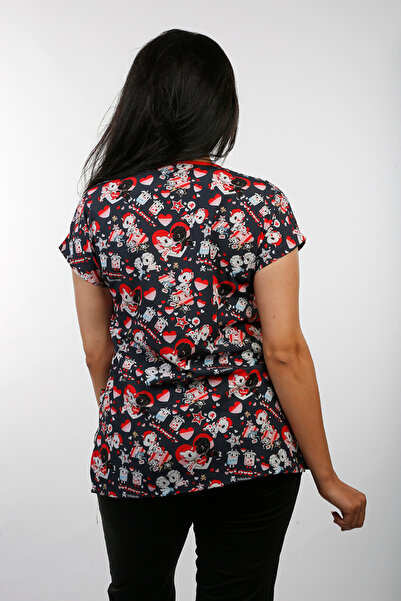 EMİR MEDİKAL (E-Flex) Women's Unicorn Patterned Doctor Nurse Hospital Veterinary Scrubs Single Top Uniform
