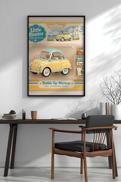 KEYFHOME Retro Toy Mini Car înrămat MDF Tablou Poster Cadou pentru decorarea ...
