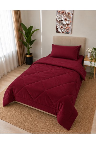 Generic Brand طقم لحاف ويلسوفت مفرد بلون واحد، 155 × 215 سم، قطعتين