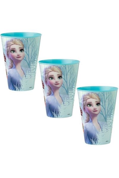 OEM Set 3 Pahare din Plastic cu Frozen, fara BPA, 430 ML, Multicolor