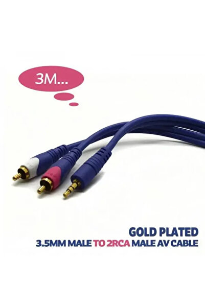 OEM Cablu audio Jack 3.5 mm la 2x RCA 3m aurit