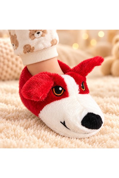 Beyza shoes Sevimli Köpek Figürlü Çocuk Pandufu – Peluş Ev Terliği