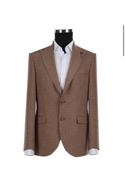 Jakamen Erkek Kazayağı Desenli Klasik / Smart-Casual Ceket