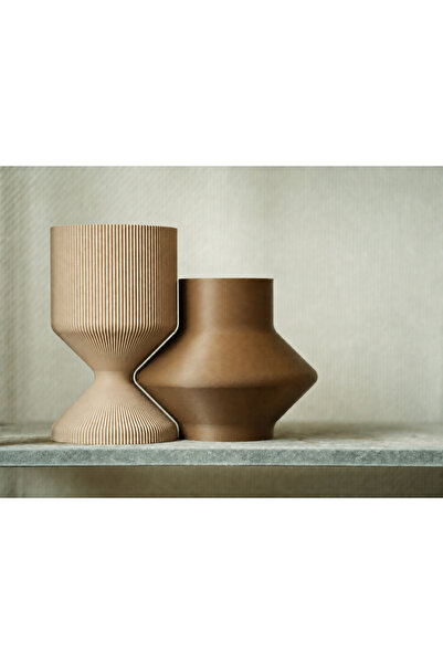 ELİSY 3D Printing Modern Decorative Double Vase Set - Minimalist Striped Flow...