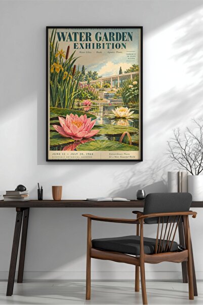 KEYFHOME Retro Nilüfer Su Bahce Sergisi Închis MDF Tablou Poster Salon Decor ...