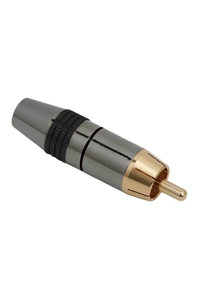 OEM Mufa audio RCA tata contact aurit cablu 8mm inel negu