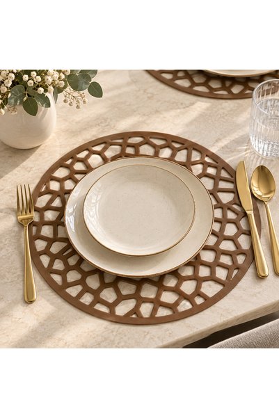 Genel Markalar 30 cm Yuvarlak Geometrik Desenli Dekoratif Amerikan Servis – T...