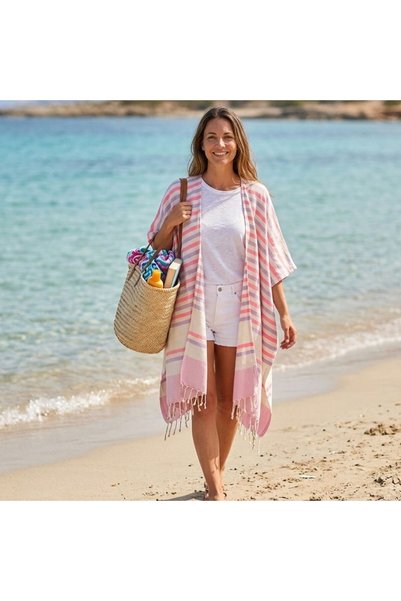 Sand & Sol Ocean Breeze Wavelux Beach Poncho Pink Purple - 100% Recycled Cotton