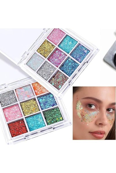 HaveLovely FACE GLITTER GEL, 2 PCS 18 Grids Body Hair Glitter for Kids Women ...