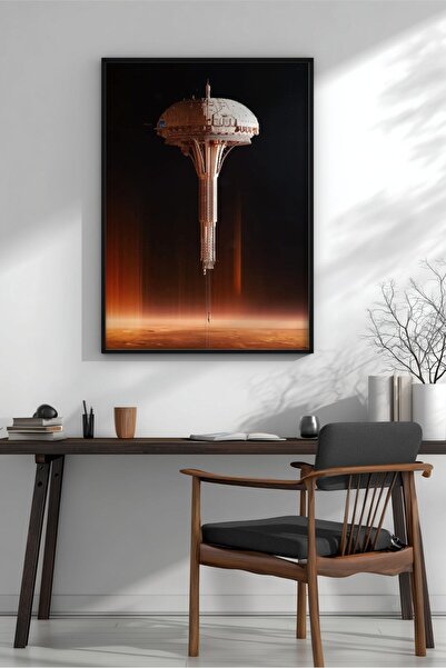 KEYFHOME Mars Space Elevator Science Fiction Space MDF cu ramă Tablou Poster ...