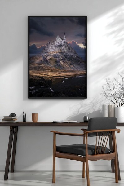 KEYFHOME Pictură MDF cu ramă fantastică Neuschwanstein Castle din lumea uitat...