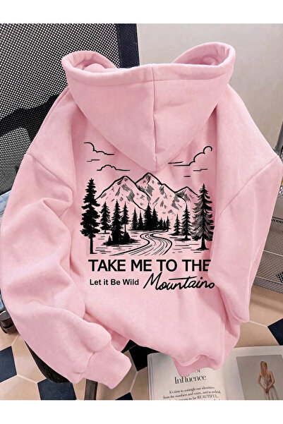 over head oh سويت شيرت هودي رجالي مطبوع عليه Take Me To The Mountains مقاس كب...