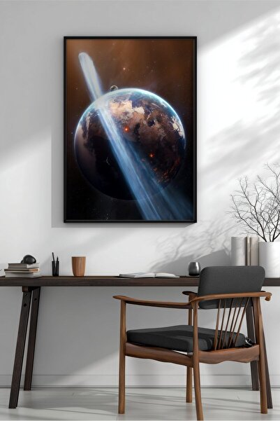 KEYFHOME Pământ 2584 Science Fiction Spațiu Înrămat MDF Tablou Poster Living ...