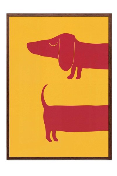 Postifull Minimalist Long Dog Illustration Poster – Brown Framed Artwork No:1...