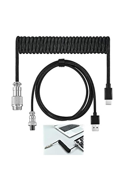 ANYUAN كابل لوحة مفاتيح ميكانيكية USB C، كابل ألعاب ملفوف بطول 3 أمتار مع موص...