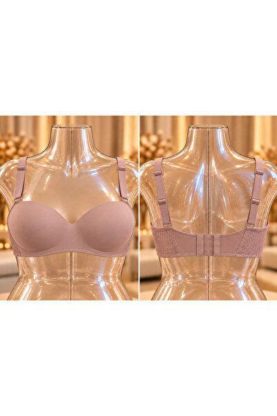 LUNESSA NİGHT Women's Supportive Balene-Filled No-Padding Strapless Bra with Lace Detail