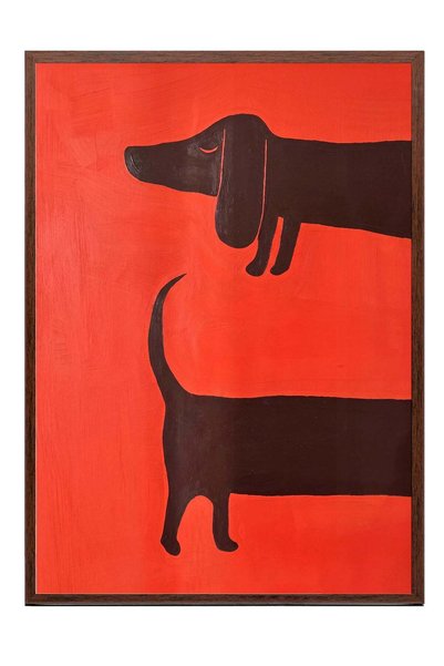 Postifull Minimalist Dog Illustration Poster – Brown Framed Artwork No:160427