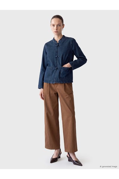 LC Waikiki Geacă din denim pentru femei cu guler bandă