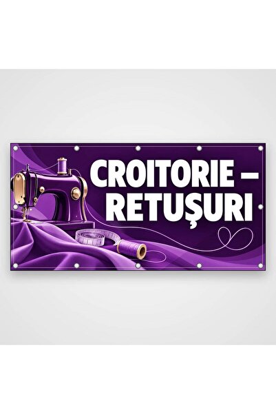 ShopPrint Banner Croitorie – retușuri, mașină de cusut, 100x50 cm, frontlit c...