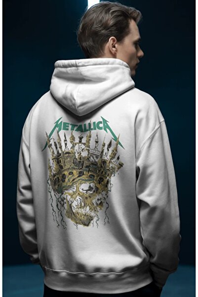 SEVBANO Hanorac premium oversize unisex cu imprimeu frontal Metallica Rock Me...
