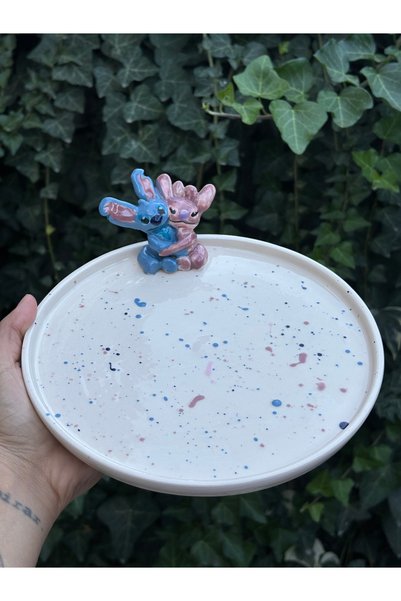 Leonart Atölye El Yapımı Figürlü Seramik Meyve Ve Çerez Tabağı - Disney Stitc...